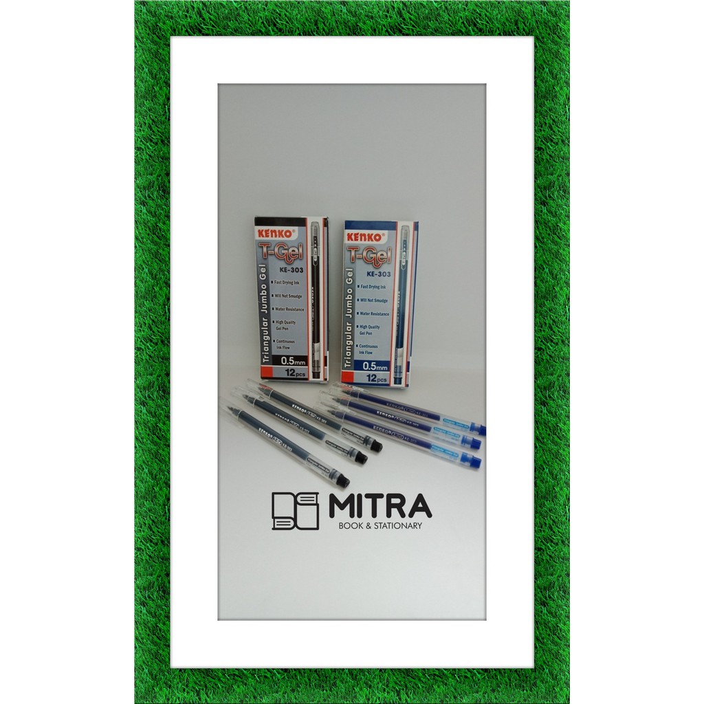 

Bolpen/ pulpen/ bolpoint kenko T-Gel 303 triangular jumbo gel hitam,biru