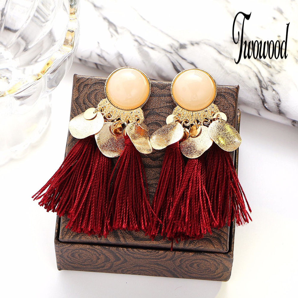 Anting Stud Rumbai Menjuntai Gaya Bohemian Untuk Wanita