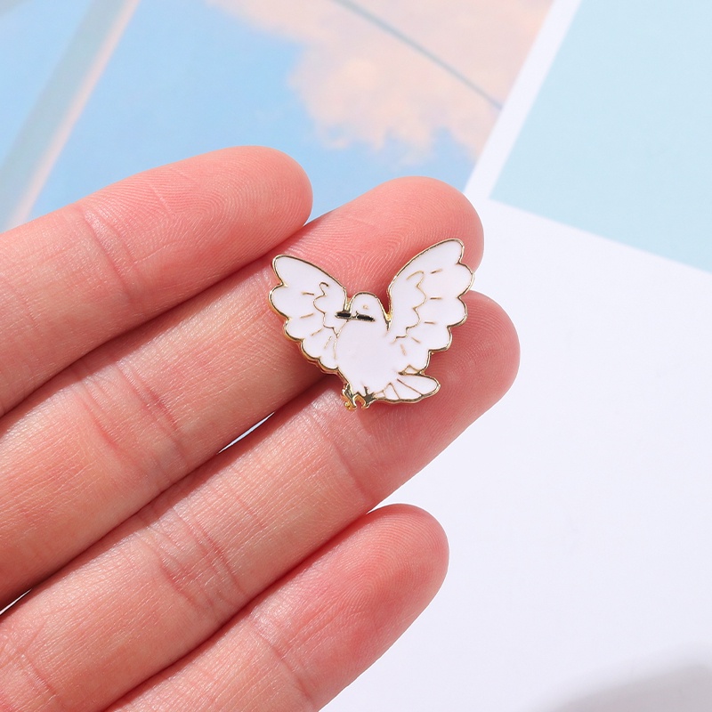 Bros Pin Enamel Desain Kartun Merpati Putih Untuk Anak