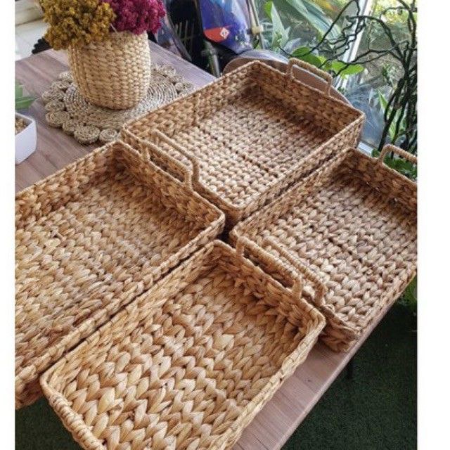 TRAY ECENG RANGKA BESI KOTAK/KERANJANG/NAMPAN/BAKI/WADAH SAJI/HAMPERS/KOTAK PENYIMPANAN/TATAKAN WADAH SERBAGUNNA/NAMPAN SESERAHAN