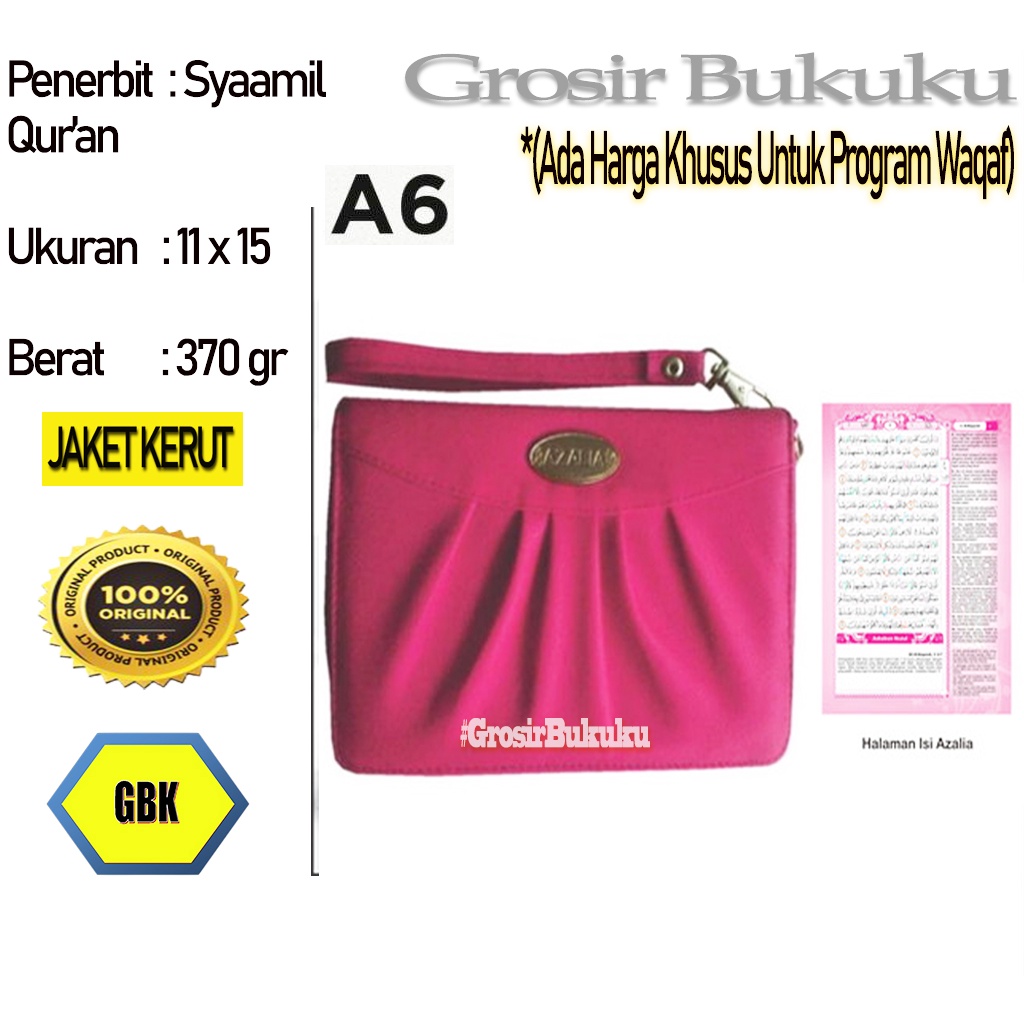 Al-Quran Azalia A6 Jaket Kerut / Mushaf Azalia Terjemah For Woman - Syaamil Quran