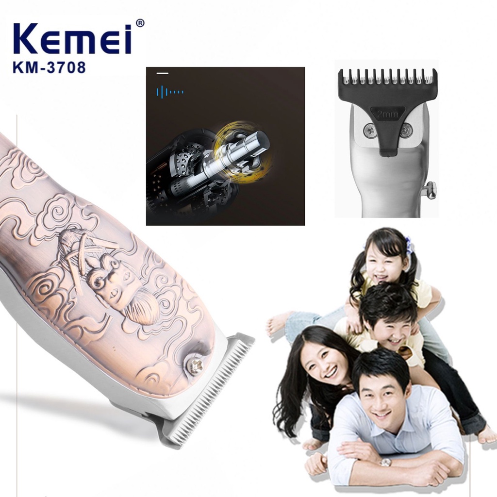 Kemei KM-3708 Alat Cukur Rambut Hair Clipper Elektrik Professional Detailer Trimmer Full Metal Cukuran Kemei KM 3708