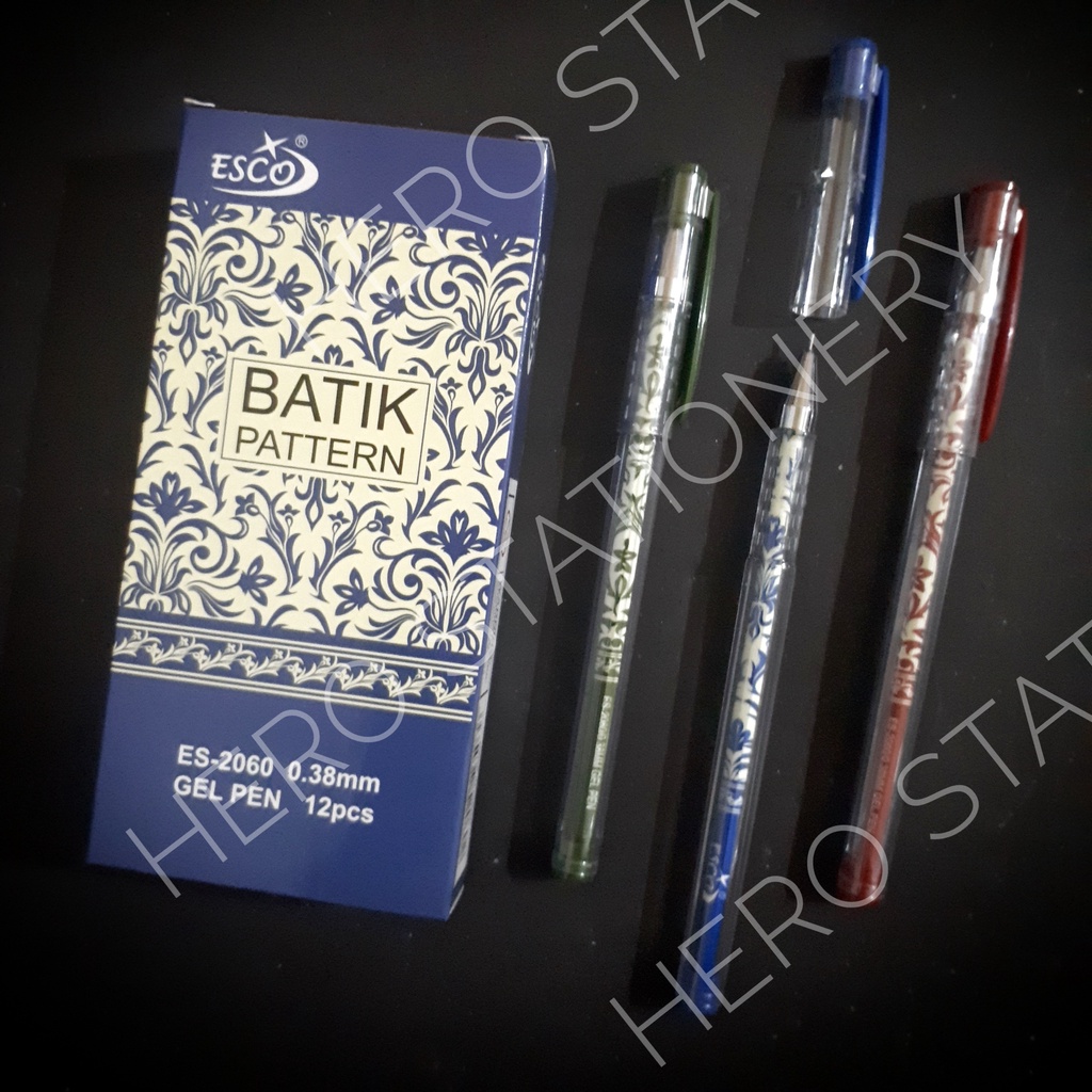 

Esco pen gel motif batik batique pattern 0.38 mm . 12 unit
