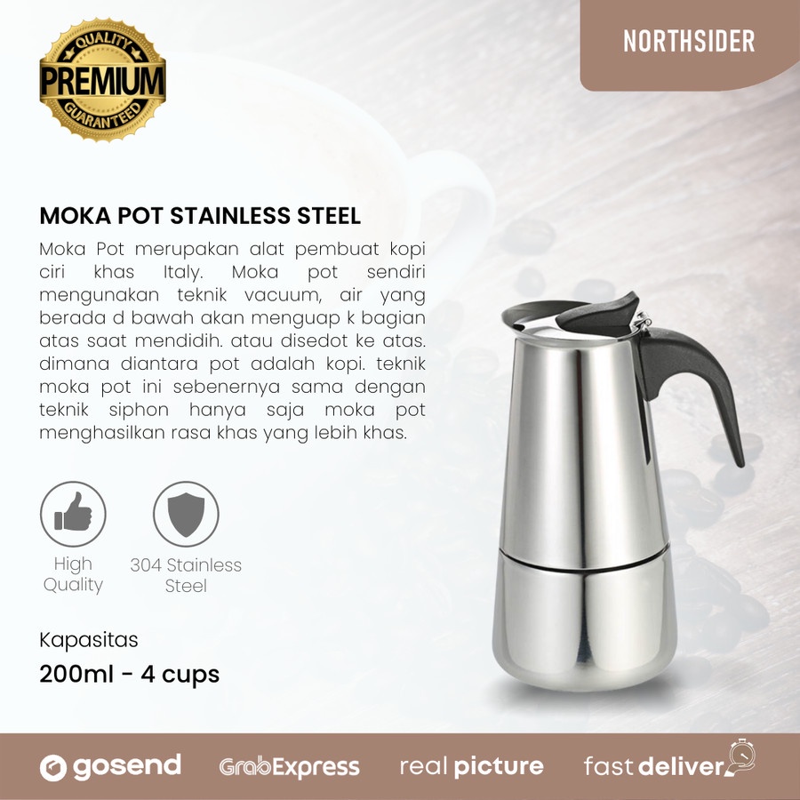 MOKA POT STAINLESS STEEL - COFFEE ESPRESSO MAKER MOKAPOT