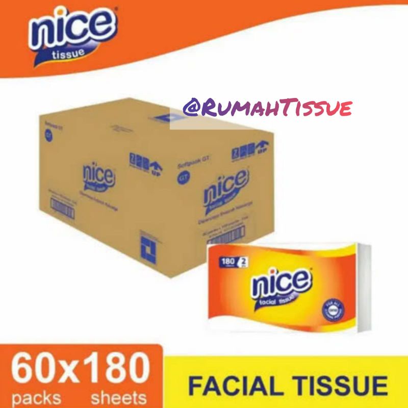 TERMURAH TISSUE NICE 180 SHEET 1 DUS 1 KARTON 60PCS