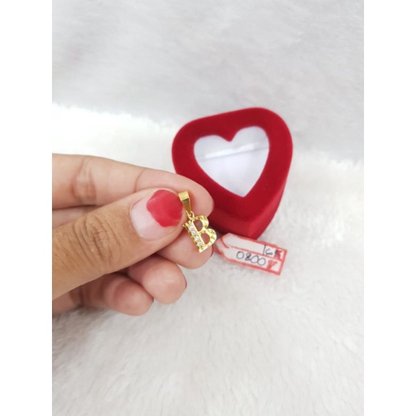 LT1457E258E liontin huruf B permata inisial nama abjad emas kuning asli berat 0.800 kadar 70% 16k
