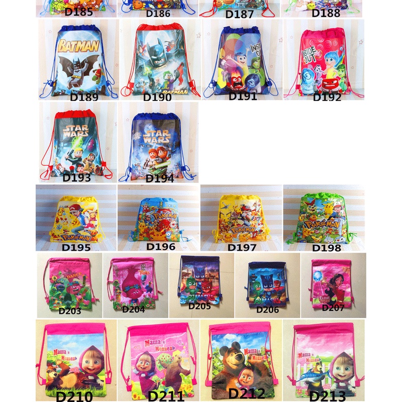 Tas Serut Karakter / Tas Souvenir Ulang Tahun / Tas Hampers Ulang Tahun