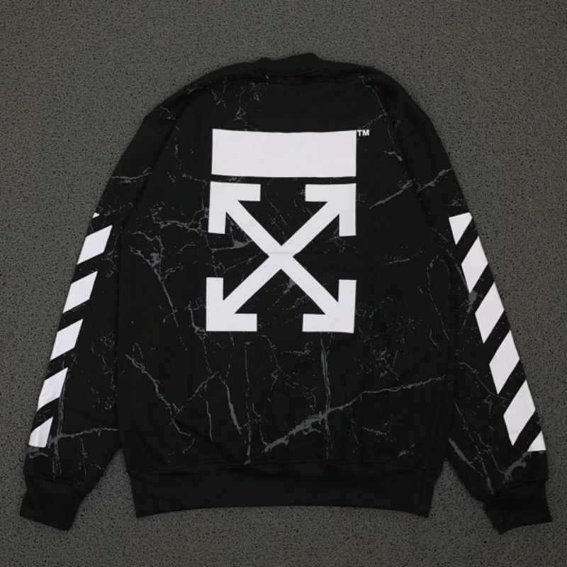CREWNECK OFFWHITE OFFWHITE CROSS DIAGONAL MARBLE LOGO BLACK