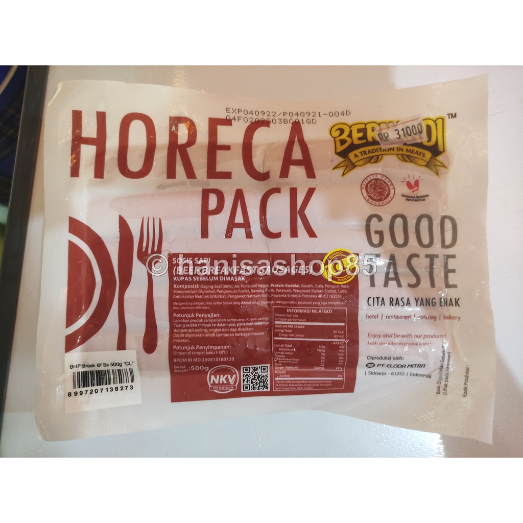 

Bernardi Sosis Sapi Horeca Pack 500gr