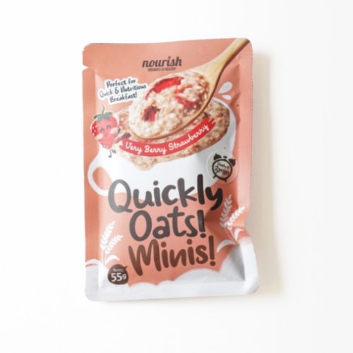 Quickly Oats! Minis! Instant Oatmeal Very Berry Strawberry Sachet 55gr