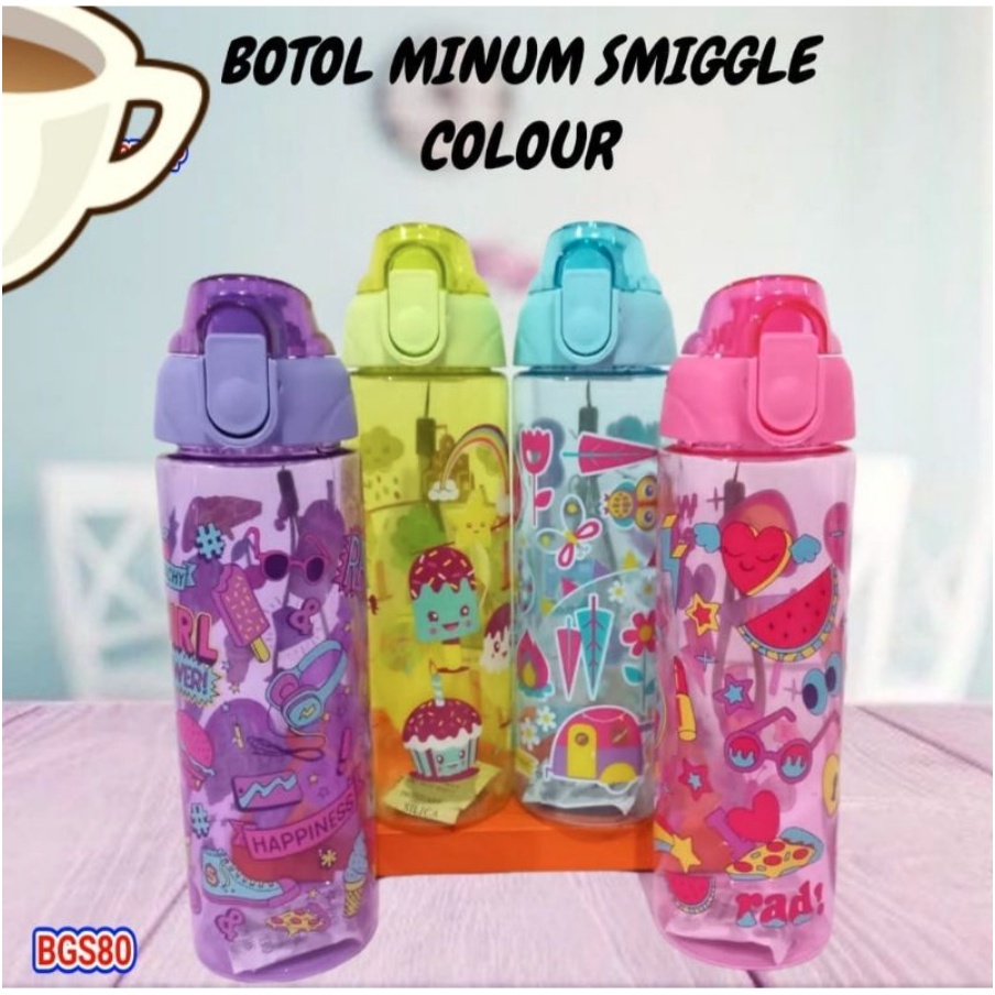 BOTOL MINUM SMIGGLE COLORFUL WARNA UK. 600ML MOTIF LUCU UNIK TAKASIMURA STORE