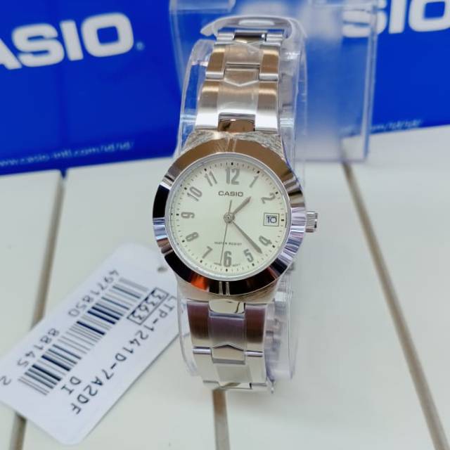 Casio ORI Ltp-1241D Jam Tangan Wanita Rantai Stainless Silver