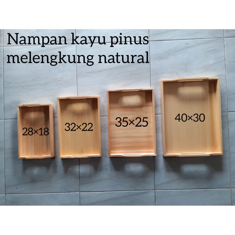 Baki Kayu Pinus/ Nampan Kayu/Tray kayu/ Baki Kayu serbaguna uk 30x40cm