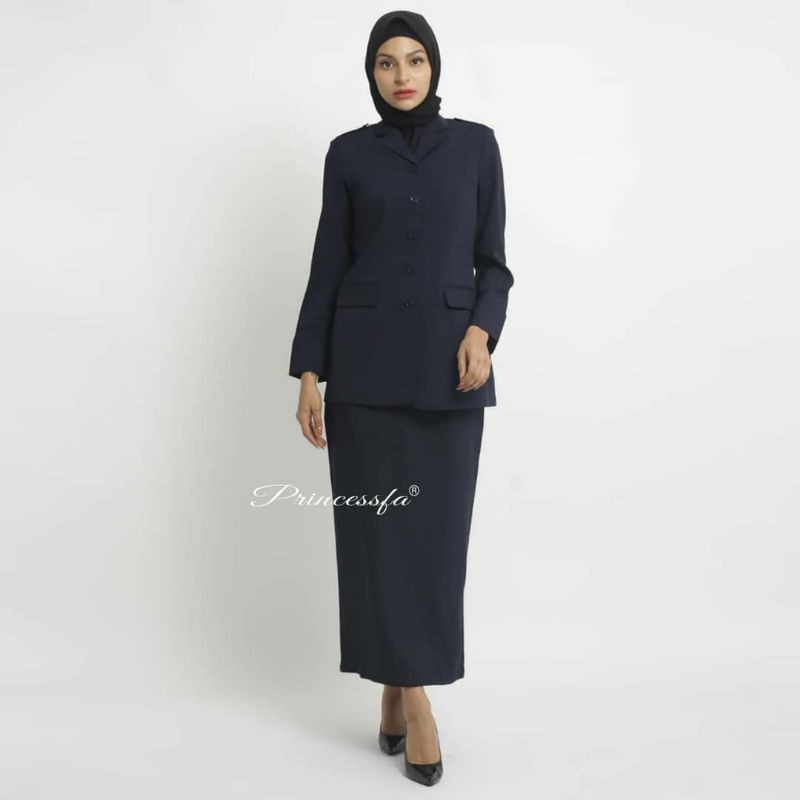 PDH guru biru Dongker / seragam guru biru Dongker / blazer guru biru Dongker / baju guru ROK span