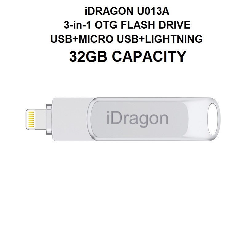 AKN88 - iDRAGON U013A - 3-in-1 Mini USB OTG Flashdrive 32GB Capacity