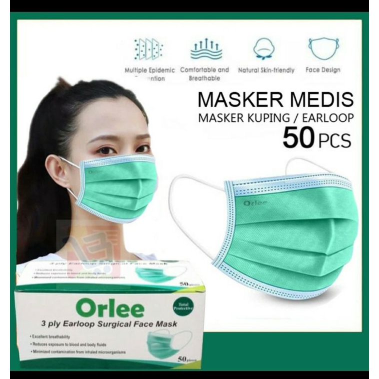 Masker Orlee Surgical Bedah Medis 3ply earloop
