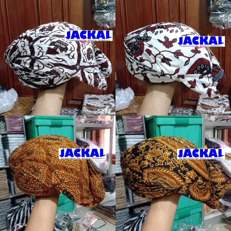 Aksesoris Kepala Blangkon Jogja Polos Halus / Motif Jarik