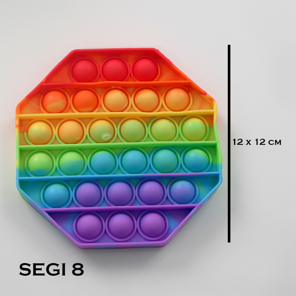BUBBLE POP IT FIDGET TOY RAINBOW || MAINAN EDUKASI ANAK KARAKTER PUSH POP IT-SEGI 8 BESAR