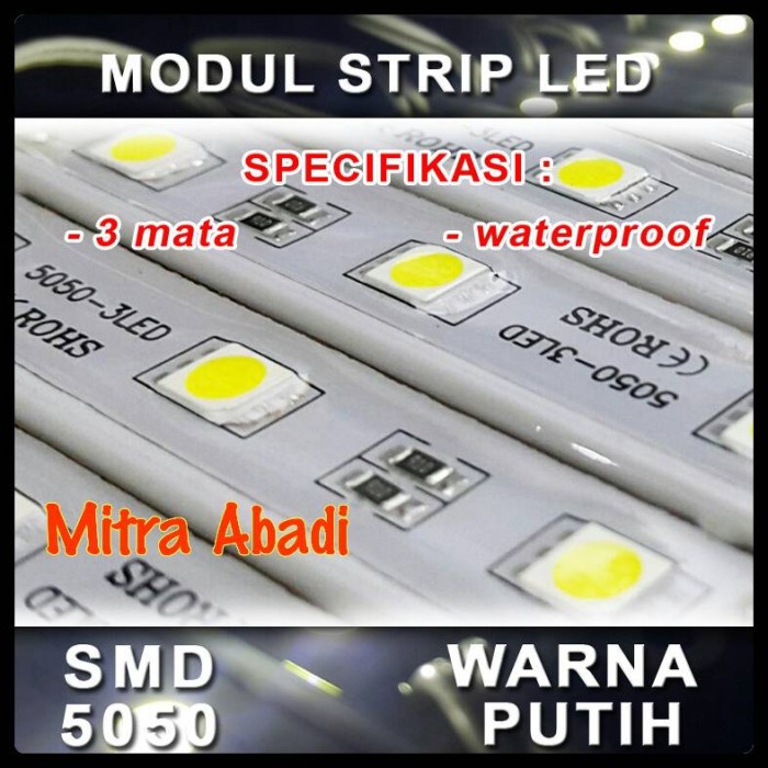LED Modul 3 Mata Strip SMD 5050 Putih/White DC 12V