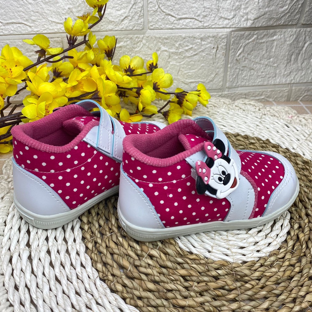 [TAMAN SEPATUKU] SEPATU TRENDY MURAH ANAK PEREMPUAN MICKEY MOUSE POLKADOT PINK 1-3 TAHUN FAX14