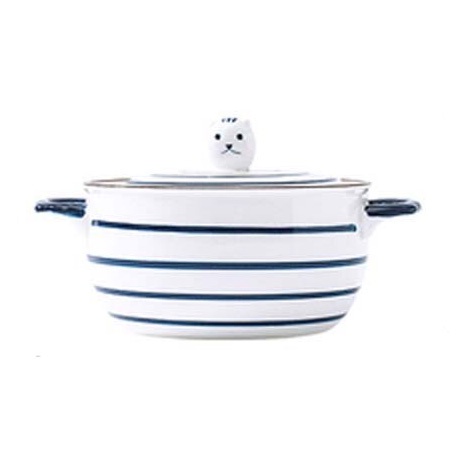 FANCITY Mangkok Keramik Bowl Japanese Style Model Stripe - TY-745 PUTIH