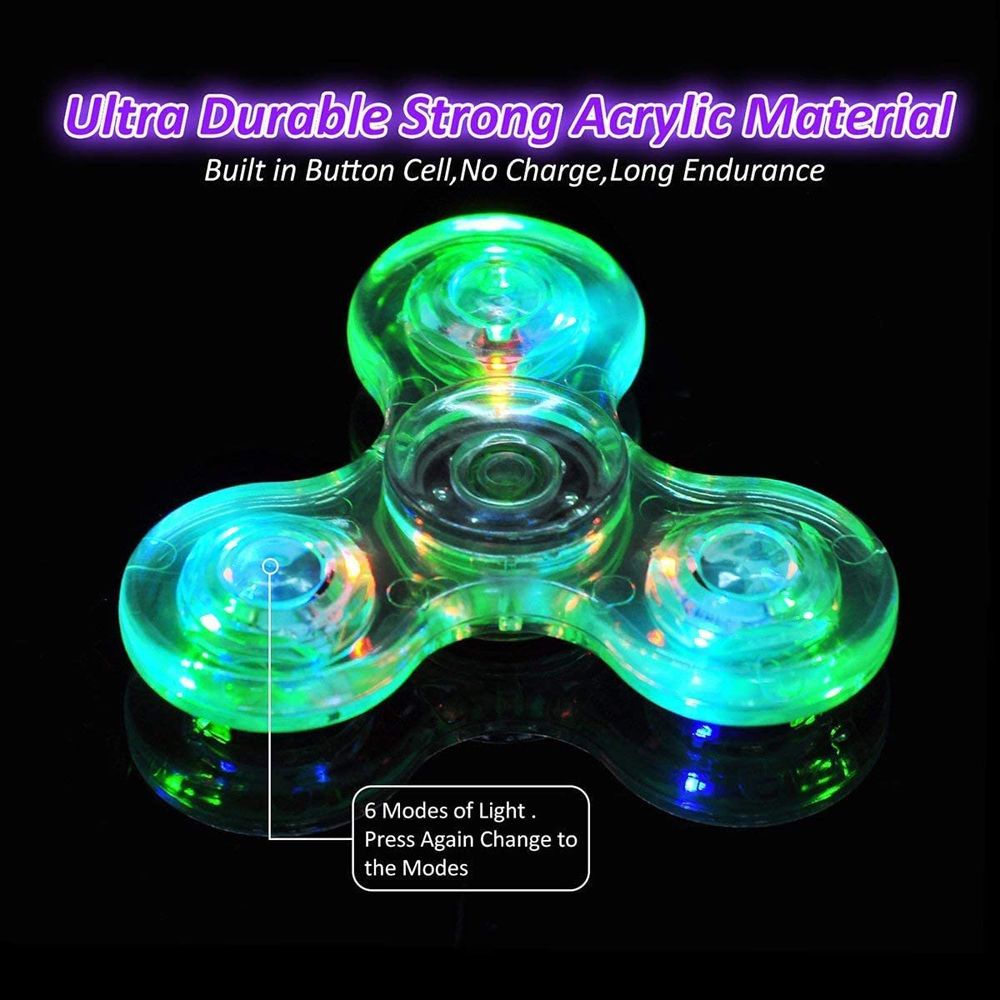 Quinton 1pc Mainan Fidget Spinner Transparan Dengan Lampu Led Glow In The Dark Untuk Anak / Dewasa