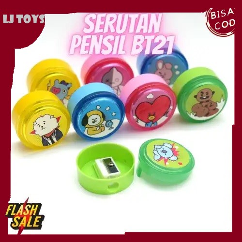 TERMURAH SERUTAN PENSIL KARAKTER BT21 / SHARPENER PENSIL BT21 RAUTAN PENSIL BT21 BULAT