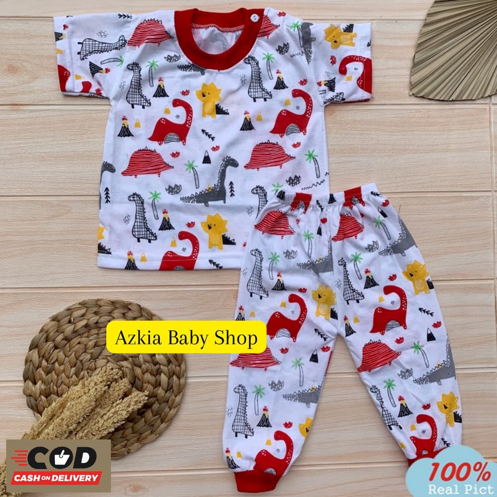 Setelan Piyama Baju Tidur Bayi Motif Dino Baju Anak Baju Tidur Usia 3-12 Bulan