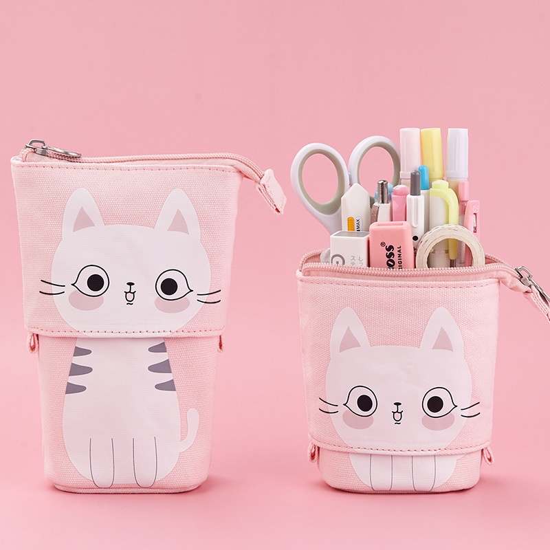 

Creative Retractable Pencil Case Kawaii Student Pencil Cases Bags Big Stationery School Supplies Sto