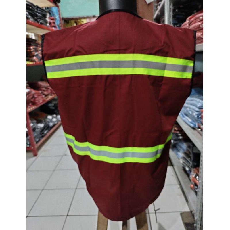 ROMPI SAFETY MERAH MARON BAHAN KAIN DRILL FREE LOGO