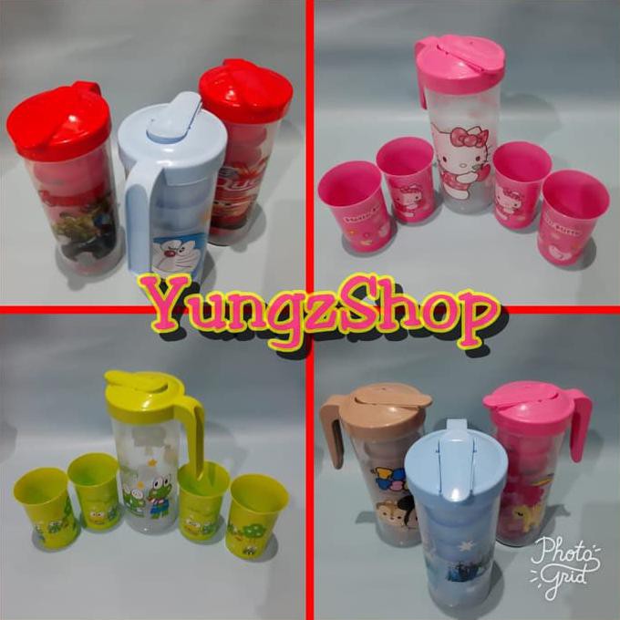 Super Teko Set Beranak Plastik Termos Unik Tempat Minum Beranak Karakter - Coklat Sale