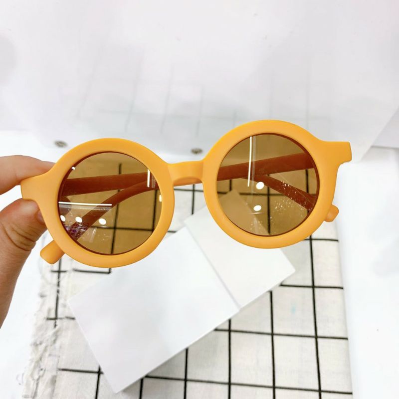 KACAMATA ANAK BULAT ANTI UV KEKINIAN / SUNGLASSES BABY ANTI UV / LUCU / RETRO-Yellow