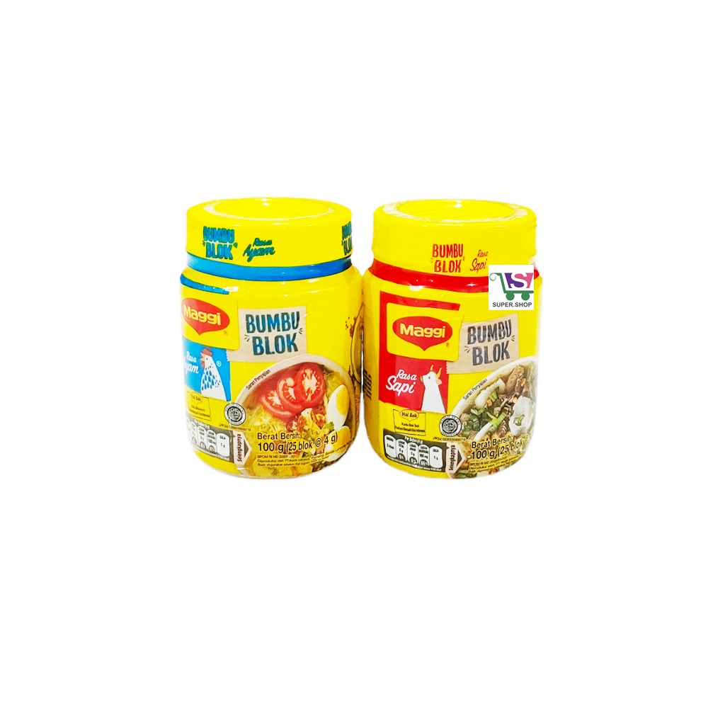 Maggi Bumbu Penyedap Kaldu Blok Rasa Ayam / Sapi 100 Gram (isi 25 pcs)