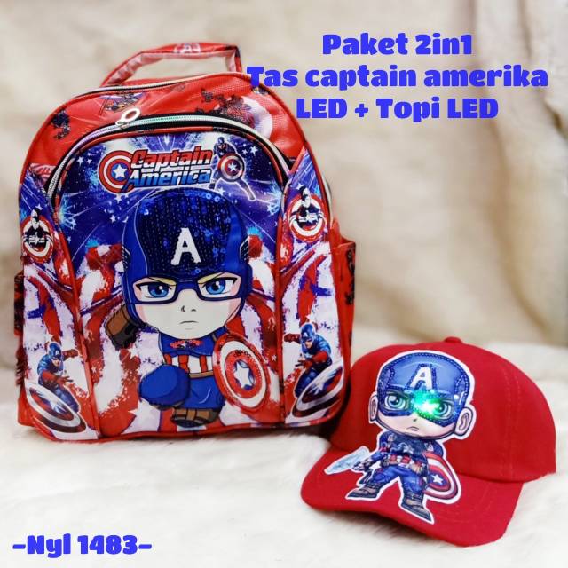 Paket 2in1 Tas ransel  kapten Led gratis topi led