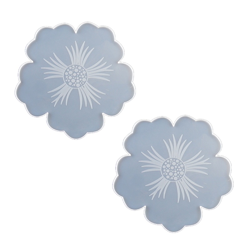 SIY  2Pcs DIY Flower Shape Silicone Geode Coaster Resin Molds Animals Sea Turtle Resin Coaster Tea Mat Molds Art Craft Tools