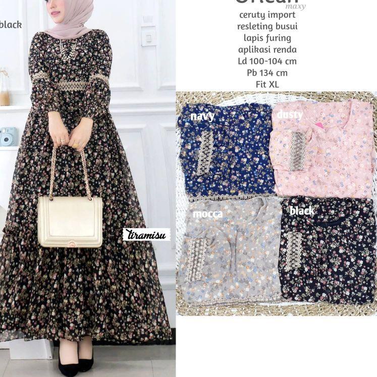 ((REKOMENDASI)) orlean maxi dress muslim gamis ceruty full furing gamis terbaru kekinian gamis kombi