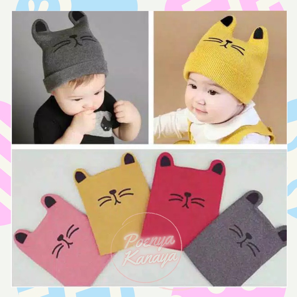 Topi Kupluk Bayi Rajut KUMIS KUCING Topi Rajut Lucu TP26