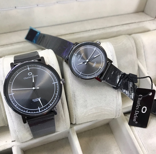 JAM TANGAN COUPLE CHARLES DELON RANTAI PASIR BLACK