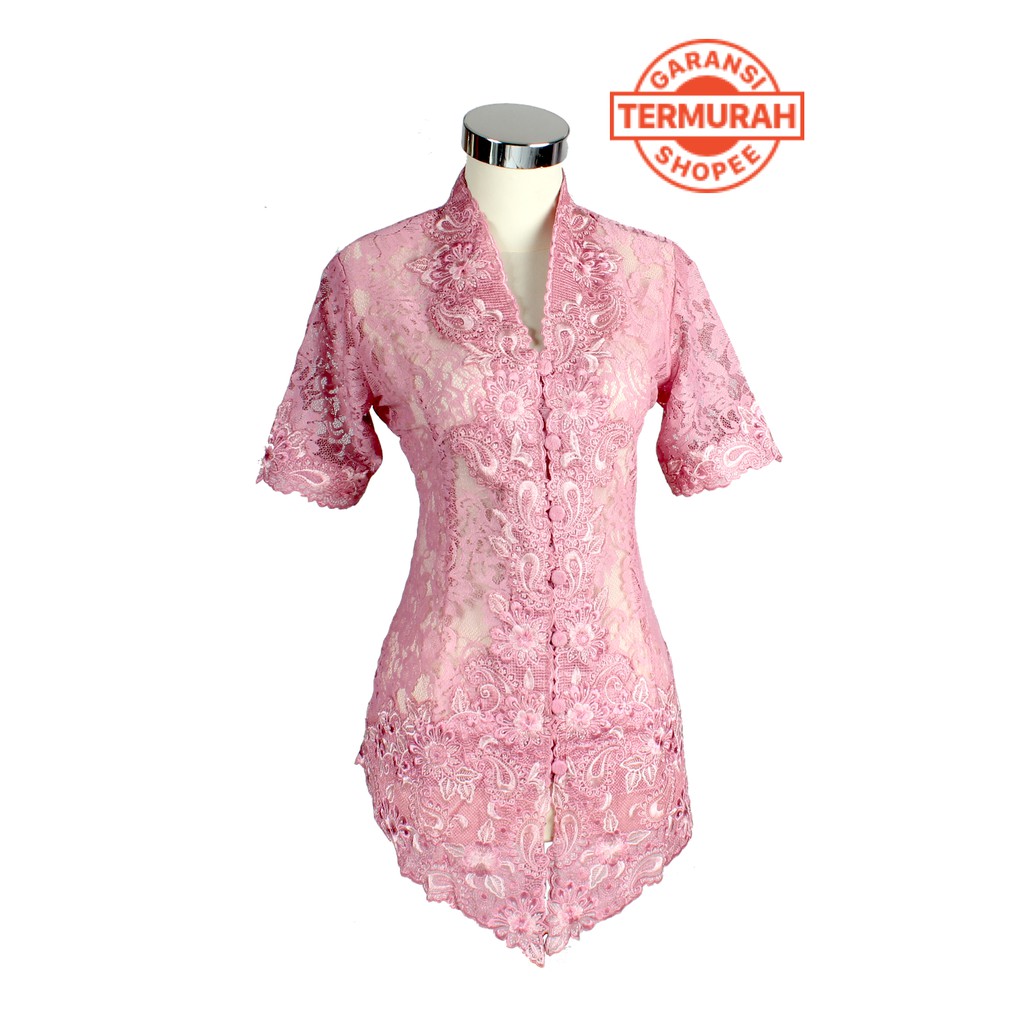 Kebaya Brokat Pendek Dusty Pink Bordir Tua Muda 828