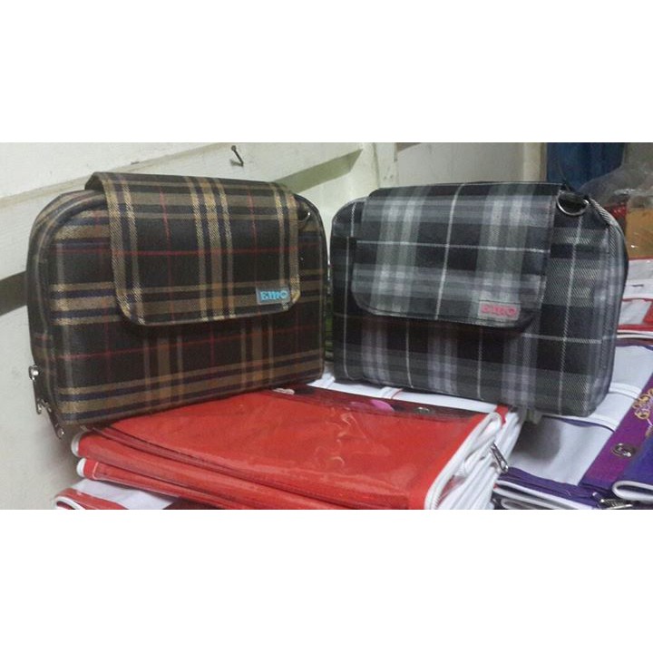 Dompet Bankbook Tab Organizer / Bbo Tab / Tas Slempang Wanita Motif Burberry Coklat