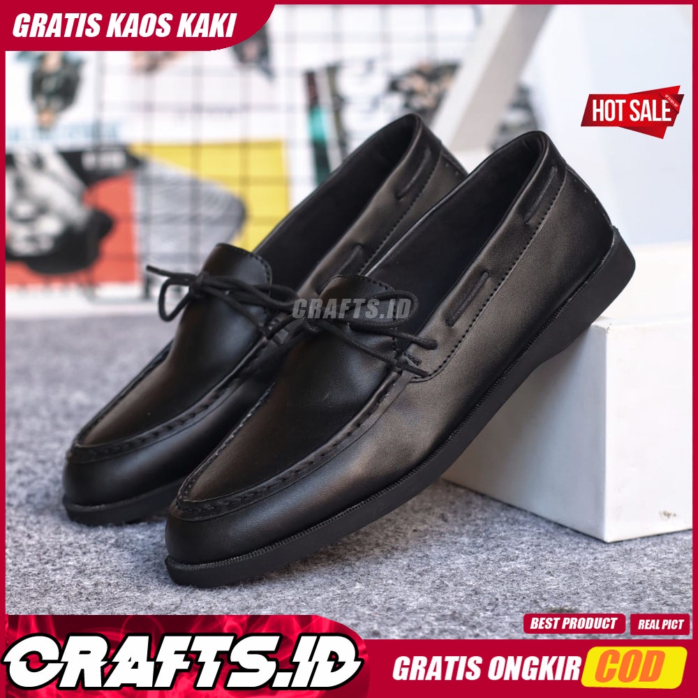 CRAFTS ELDER Sepatu Formal Pria Kulit Syntetic Sepatu Pria Casual Pantofel Kerja Kantor Kondangan Cowok