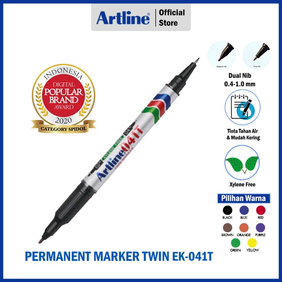 

Spidol Kecil ARTLINE Permanent Twin Marker Anti Air EK-041T