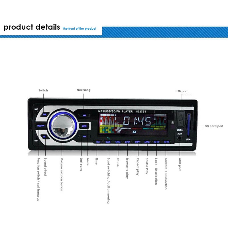 AMPrime Tape Audio Mobil Multifungsi Bluetooth USB MP3 FM Radio