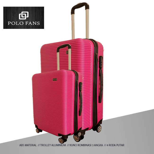 Paket 2in1 032 Termurah Koper Fiber ABS Hardcase dapat dua koper 20/24 inch Polo Fans- MERAH MAWAR