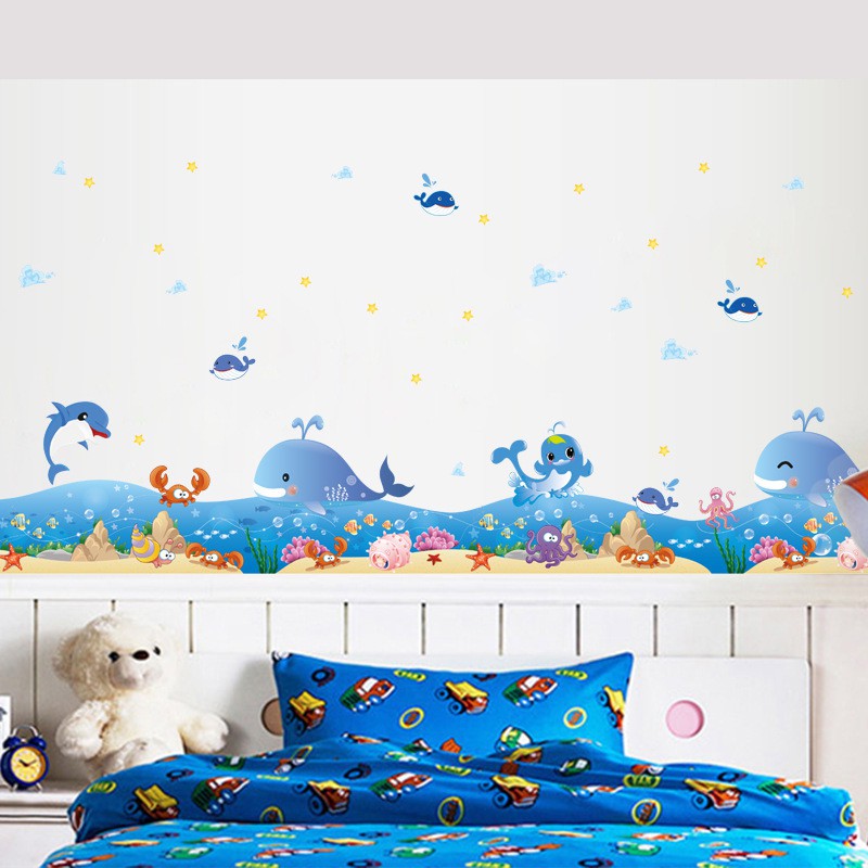 RELIZA WALL STICKER LIS IKAN PAUS FISH RUMPUT LAUT KAMAR MANDI STIKER DINDING XL7149