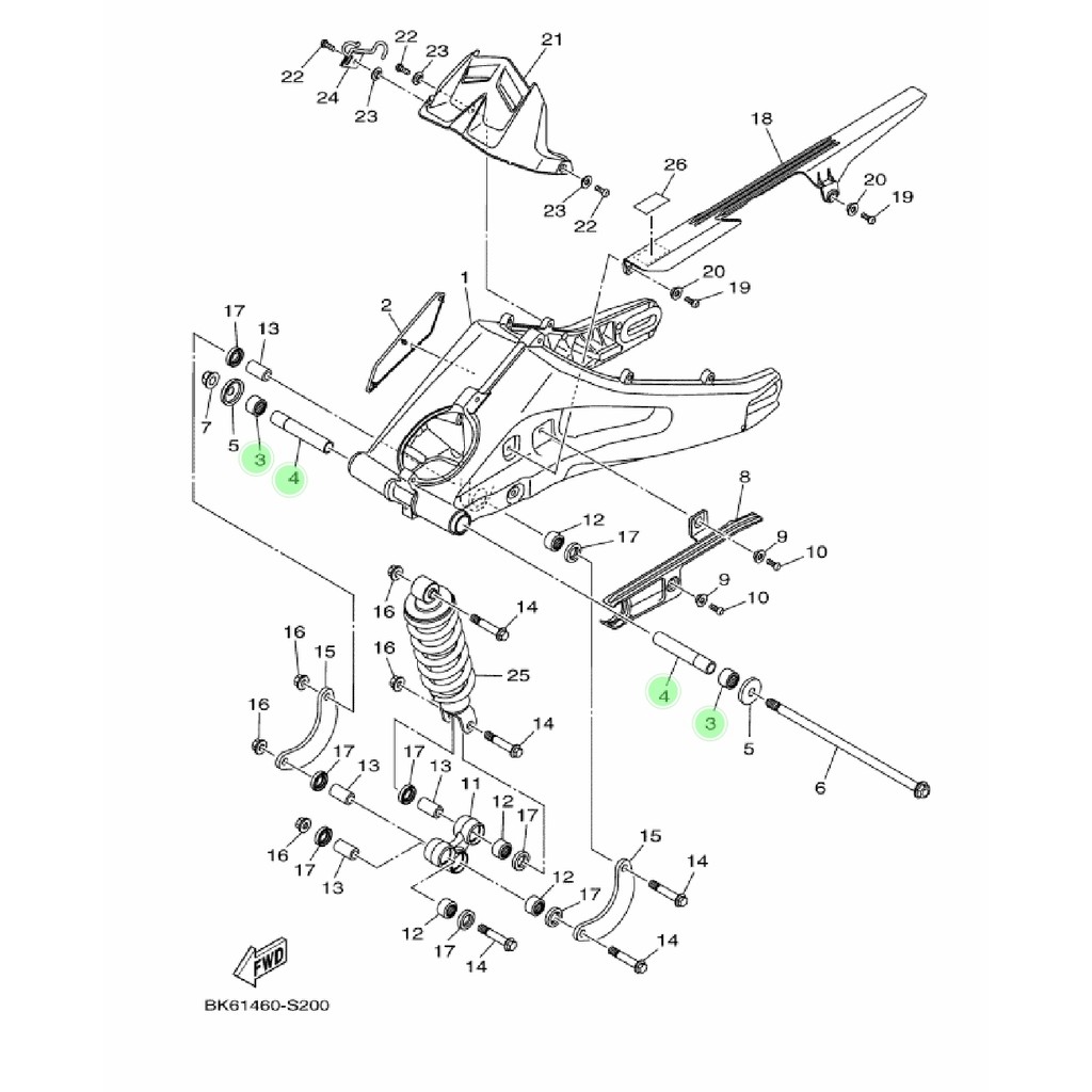 BOSH BOS DAN BEARING LAHER SWING ARM FORKNEW R15 VVA V3 MT15 MT 15 XSR VIXION R 155 ORIGINAL YGP BK6-F2184-00