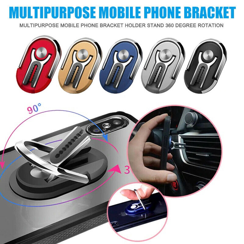 2 in 1 Bracket Ring Holder Handphone Multifungsi Rotasi 360 Derajat Warna Biru Untuk Mobil