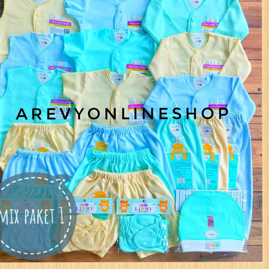 Grosir Paket Baju  Bayi  Newborn  Libby  Miyo 0 6M Polos 