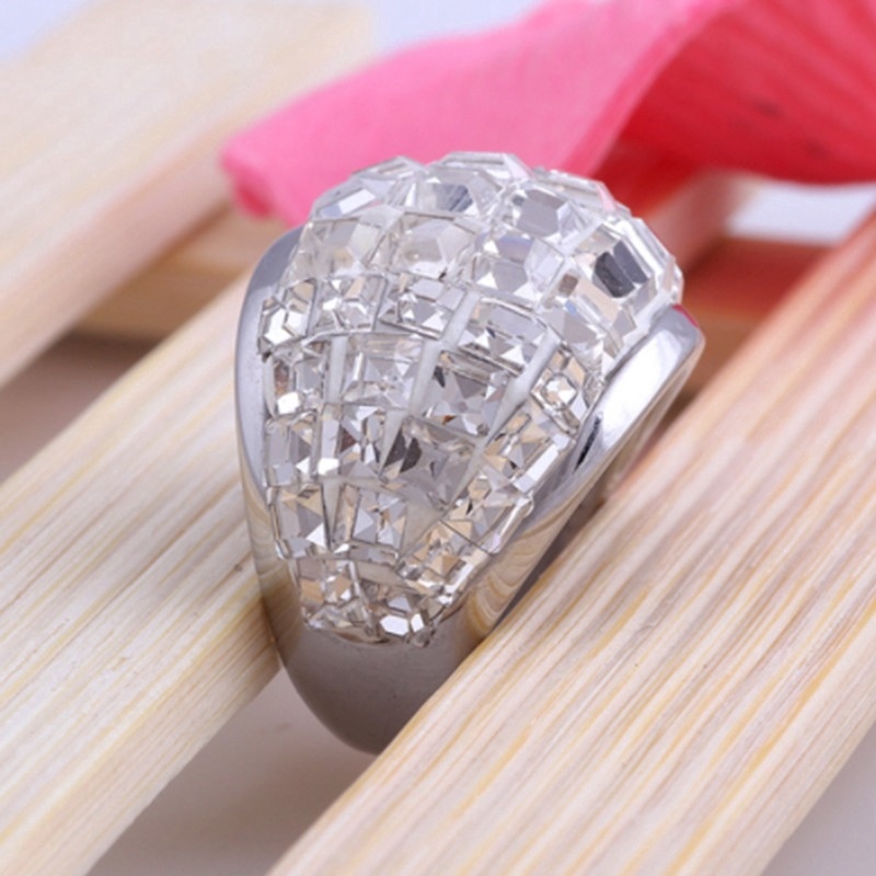 Perhiasan Cincin Silver Hias Berlian Austria Asli untuk Wanita