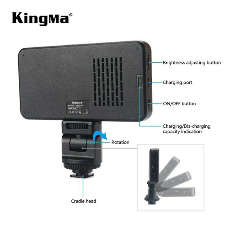 LED Video Light KINGMA Super Slim Build-in Battery - 3200K-6000K LED